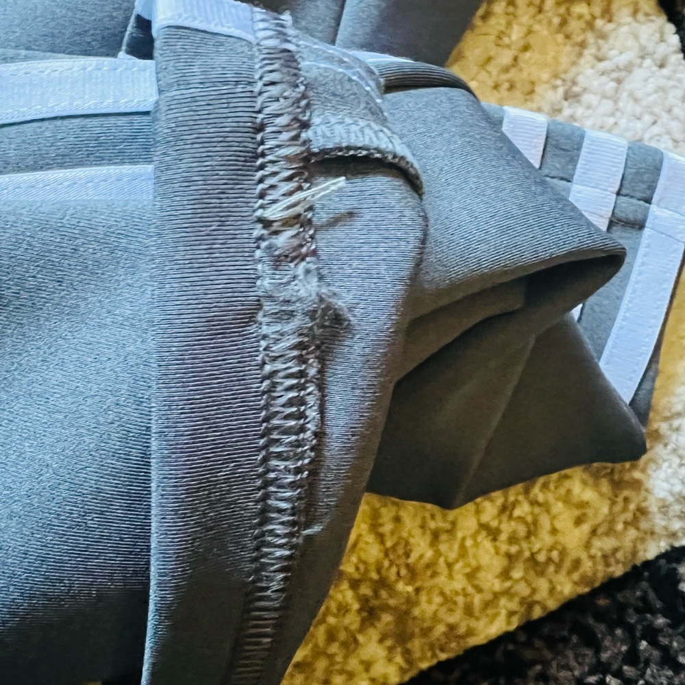 Womens Adidas Gray w/ White Stripes Capri Leggings - Picture 5 of 5
